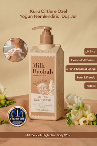 Kuru Ciltlere Özel Yoğun Nemlendirici Duş Jeli Mılk Baobab High Cera Body Wash Pear&freesia Armut