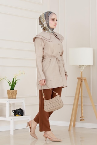 Sevitli Çift Yaka Dantelli Tunik-vizon-4980 Vizon