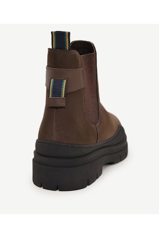 Yargıcı Kalın Tabanlı Deri Lastikli Bot Brown Kahverengi