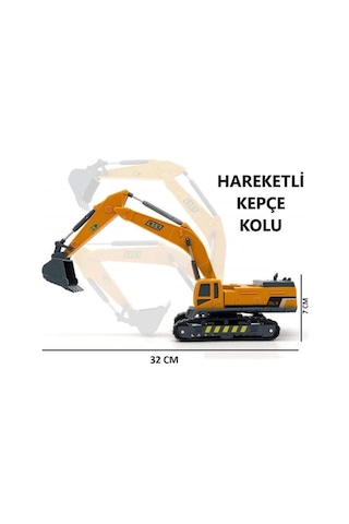 Oyuncak Sürtmeli Ekskavatör Kepçe Metal Oyuncak Iş Makinası
