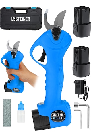 Steiner 128 Vf 10 Ah Kömürsüz Motor Akülü Bağ Makası Çantalı Mavi