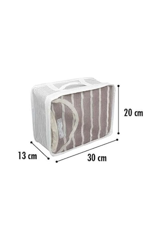 Valiz İçi 6'lı Düzenleyici Organizer Set Gri Çizgili Gri