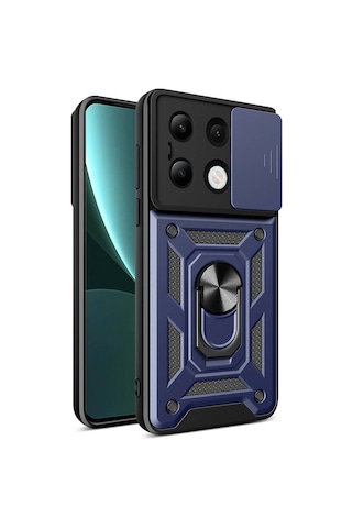 Nourthkiingdom Redmi Note 13 4g Kılıf Magnetik Standlı Kamera Korumalı Nrtk Sürgülü Vega Kapak - Siyah Siyah