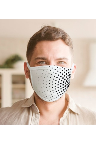 Desenli No 1 Yıkanabilir Maske Beyaz