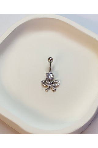 Kadın Fiyonk Model Tektaş Detay Taşlı Çelik Piercing