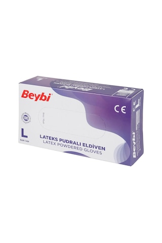 Beybi Muayene Eldiveni Lateks Pudralı 100 Adet Beyaz - Large / No.9