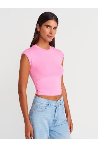 Dilvin 30899 Yanları Büzgü Detaylı Top-pembe Pembe