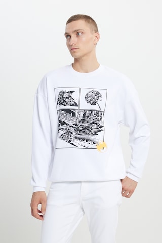 AC&Co / Altınyıldız Classics Erkek Beyaz Batman Lisanslı 3 İplik Loose Fit Bol Kesim Pamuklu Bisiklet Yaka Sweatshirt Beyaz