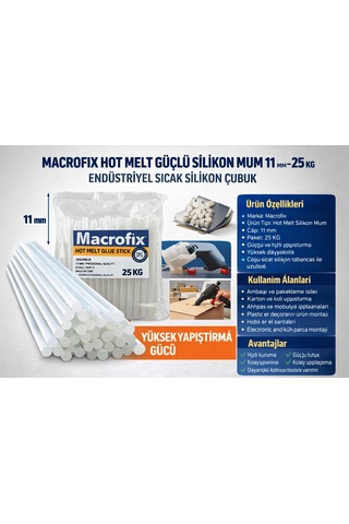 Endüstriyel Hot Melt Silikon Mum 11 Mm 25 Kg Güçlü Yapıştırıcı