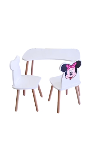 Çocuk Aktivite 1 Masa 2 Sandalye Takımı 4-12 Yaş Minnie Mouse