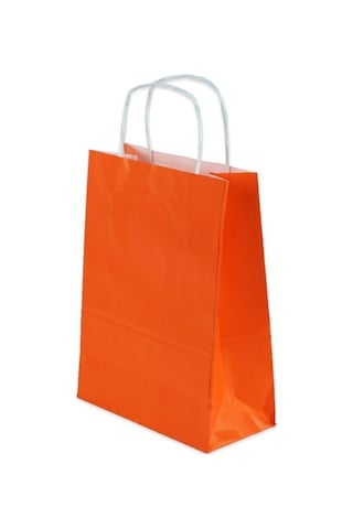 Kraft Turuncu Çanta 25X12X31 ( 25 Adet ) ( Kağıt Poşet Çanta )