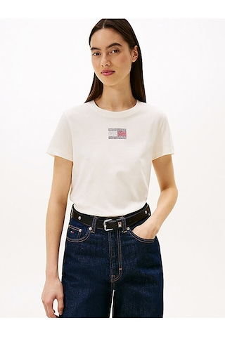 Tommy Hilfiger Dw0dw21965 Tjw Reg Party Flag Kadın Tişört Beyaz