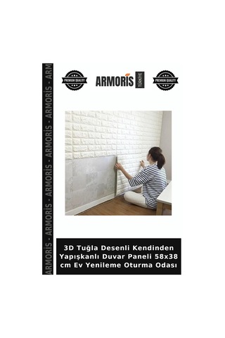 3d Tuğla Desenli Kendinden Yapışkanlı Duvar Paneli 58x38 Cm Ev Yenileme Oturma Odası