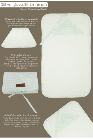 Mordesign Bebek Çanta Alt Açma Minderi, Alt Değiştirme Pedi, Taşınabilir Bakım Örtüsü, Care Serisi, Mint Zg1011