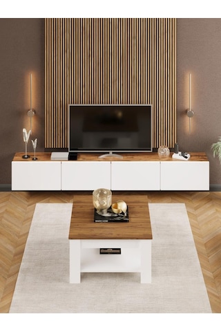 Linaset Duvara Asılı Tv Ünitesi Ve Orta Sehpa Atlantik Çam