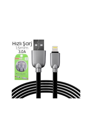 Ally Apple iPhone Uyumlu,5S,6S,7,8,8 Plus Zinc Alloy Dayanıklı 3.0A 1.5Mm Usb (213767879)