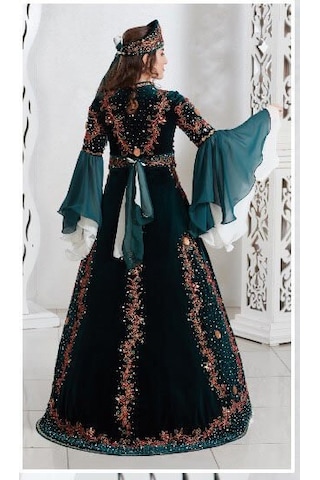 Ceyyiz Kadife Özel Dikim 5 Parça Bindallı Kına Elbisesi Melek