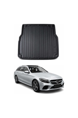 Mercedes C Serisi W205 Kombi - Station Wagon 2014-2020 Uyumlu Araca Özel Kauçuk Bagaj Havuzu Siyah