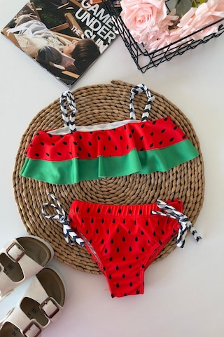 Miniğimin Cicileri Karpuz Desenli Kız Çocuk 2 Li Mayo Bikini ... Kırmızı