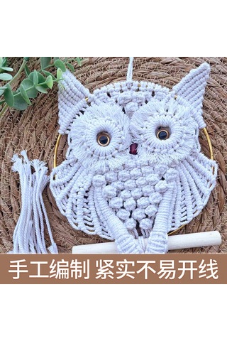 Yifomall El İşi Makrome Duvar Dekoru - Büyük Boy 30x80cm Boho Tarzı Baykuş Askılı