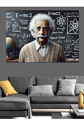 Grafiti Einstein Portresi Dekoratif Kanvas - Mdf Ahşap Tablo