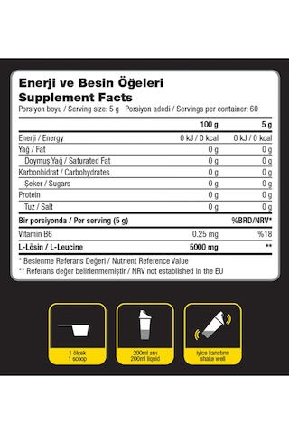 Dynamic Leucine Powder - 300 G - Aromasız - 60 Servis - Saf