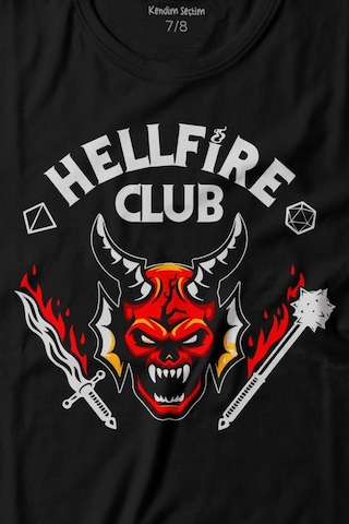 Kendim Seçtim Stranger Things Hellfire Club Baskılı Tişört Çocuk T-shirt 001