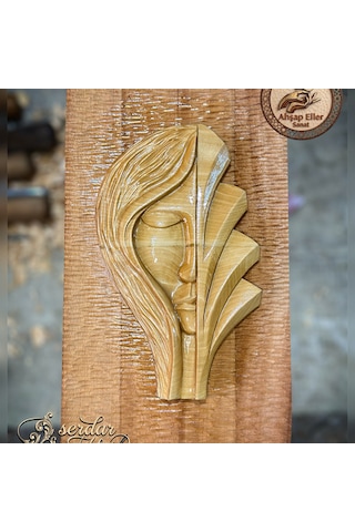 Ahşap El Oyması Dekoratif Pano 46x23 Cm