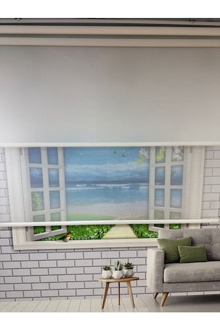 Çift Mekanizmalı Tül Ve Stor Perde - Model 9 Beyaz