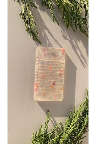 Tırtıklı Yıldız Glitterli Dikdörtgen Kitap Defter Ayracı Epoksi