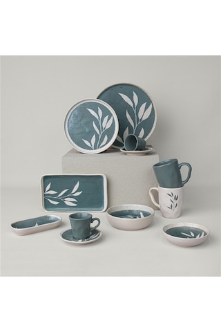 Linens Laurel Seramik 370 Ml Kupa Yeşil Yeşil