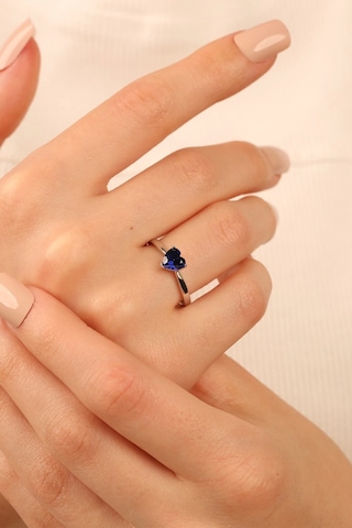 Çgkmücevherat Mavi Kalp Taşlı Altın Yüzük Klpyzk001 Gold