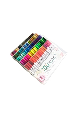 Fırça Uçlu Brush Çift Uçlu Keçeli Kalem 100lü Set
