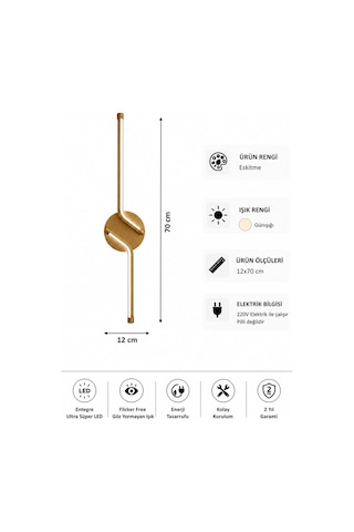 AvizeGO Rosa Modern Led Duvar Apliği Günışığı Eskitme
