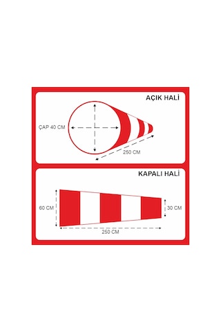 Rüzgar Çorabı-tulumu Çap 40 Cm Uzunluk 30x60x250 Tek Ebat