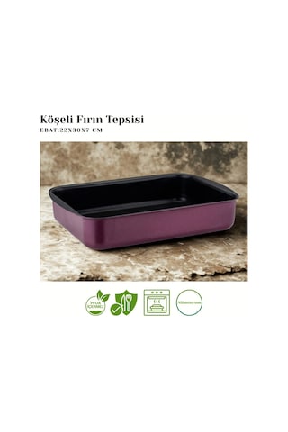 22x30 Cm Granit Köşeli Tepsi - Mürdüm Mürdüm