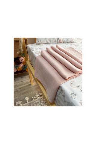 Çift Katlı Müslin Battaniye Geniş En 100 x 120 CM Müslin Örtü Pudra Pembe
