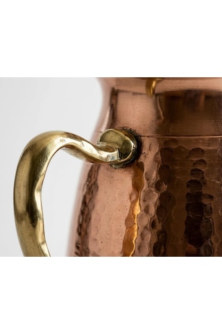 Aura Copper Klasik Kapaklı Ağır El İşlemeli Bakır Sürahi 2,5 L 1,2 Mm İçi Kalaylı