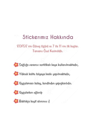 MSticker Batan Güneş Ve Kuşlar Çocuk Bebek Odası Sticker Seti