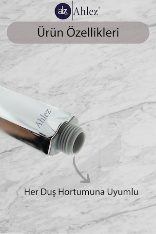 Ahlez Arya Duş Başlığı + Pvc Duş Hortumu + Vakum Mafsal Duş Seti Krom