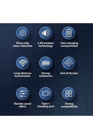 Maiyame 2.4ghz Kablosuz Mikrofon Seti - Çift Mikrofon, Şarj Kabinli, Type-c Şarj, 20hz-20khz Frekans Aralığı