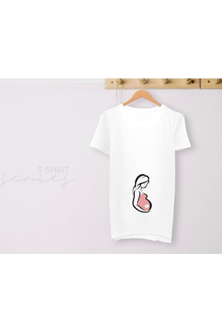 Bk Gift Espri Tasarımlı Beyaz Hamile Tişörtü, Hamileye Hediye, Yeni Anne Hediyesi, Arkadaşa Hediye-16 001