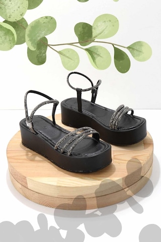 Siyah Platin Kadın Sandalet K05197222209 Siyah Platin