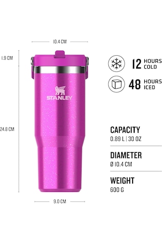 Stanley Iceflow Flip Straw Tumbler Pipetli Termos Bardak, 0.89 L, Fuşya