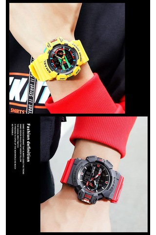 Tenfowee Erkekler İçin Spor Akıllı Saat - 50m Su Geçirmez, Kronometre, Çift Zaman, Led Işık, Dayanıklı Kasa - Kırmızı