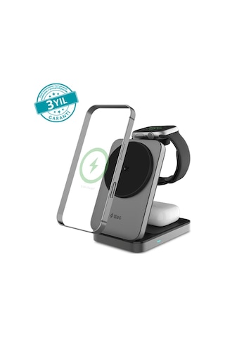 Ttec Aircharger Fold Pro 2 Qi2.2/magsafe Özellikli 25w Apple iPhone/android 3ü 1 Arada Apple iPhone + Apple Watch Uyumlu + Apple AirPods Katlanabilir Kablosuz Hızlı Şarj Stand Siyah