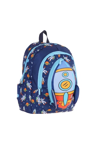 Kaukko Kids Üç Gözlü Erkek Çocuk Okul Sırt Çantası Roket Detaylı - L5260 Lacivert