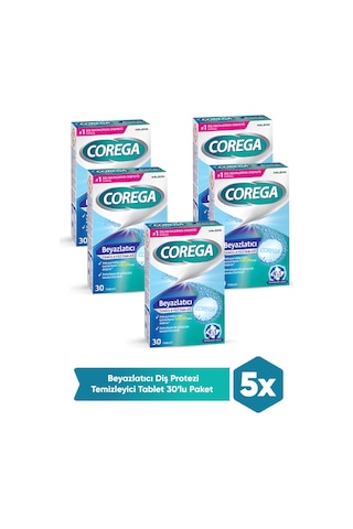Corega Beyazlatıcı Temizleyici Tablet 5 x 30 Tablet