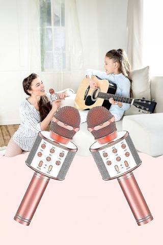 Thentech Kendinden Hoparlörlü Portatif Karaoke Mikrofonu Bluetooth Usb Kablo İle Çalışan Karaoke Mikrofon Turuncu