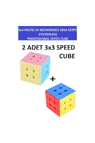 2 Adet 3x3 Zeka Sabır Küpü Neon Ve Pastel Renkli Profesyonel Speed Cube